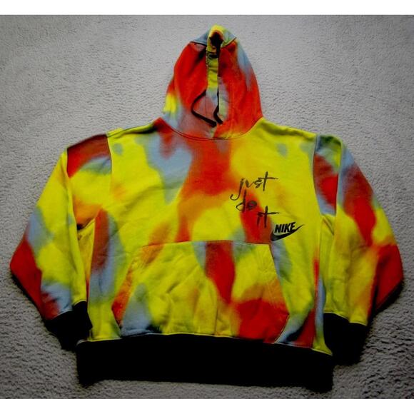 Nike Yellow Tie Dye Medium Mens Hoodie Action Speak Louder Than Anything - Picture 4 of 9